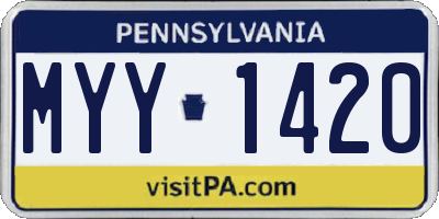 PA license plate MYY1420