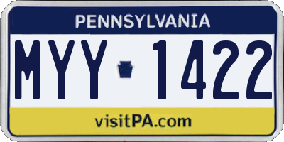 PA license plate MYY1422