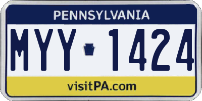 PA license plate MYY1424