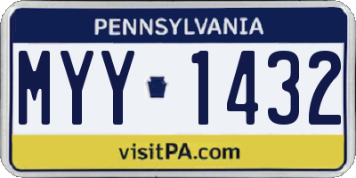 PA license plate MYY1432