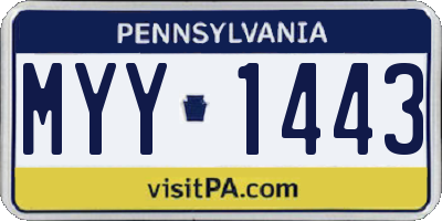 PA license plate MYY1443