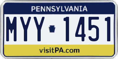 PA license plate MYY1451