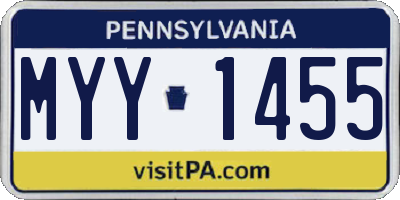 PA license plate MYY1455