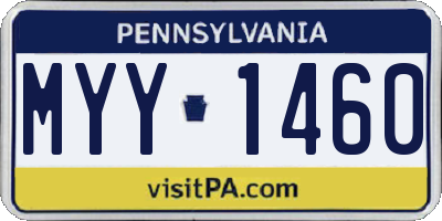 PA license plate MYY1460