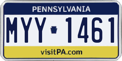 PA license plate MYY1461