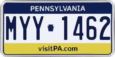 PA license plate MYY1462
