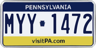 PA license plate MYY1472