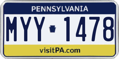 PA license plate MYY1478