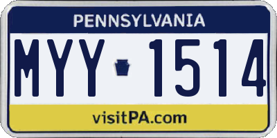 PA license plate MYY1514
