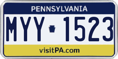 PA license plate MYY1523