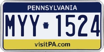 PA license plate MYY1524
