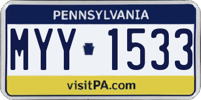 PA license plate MYY1533