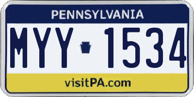 PA license plate MYY1534