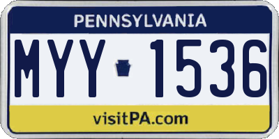 PA license plate MYY1536
