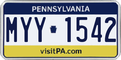 PA license plate MYY1542