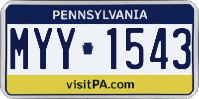 PA license plate MYY1543