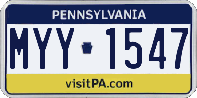 PA license plate MYY1547