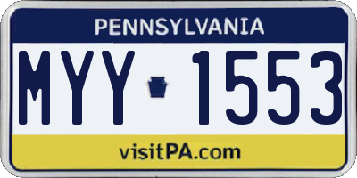PA license plate MYY1553