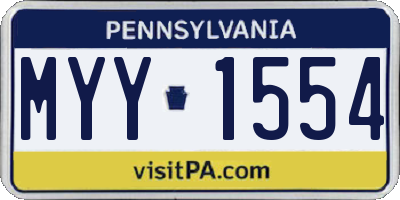 PA license plate MYY1554