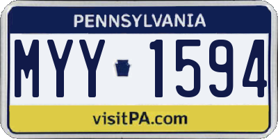 PA license plate MYY1594