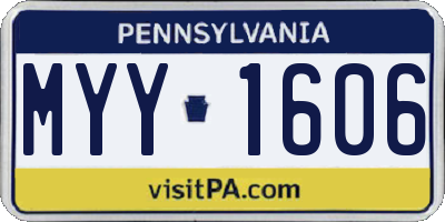 PA license plate MYY1606