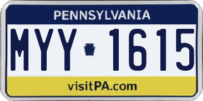 PA license plate MYY1615