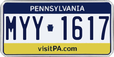 PA license plate MYY1617