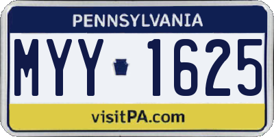PA license plate MYY1625