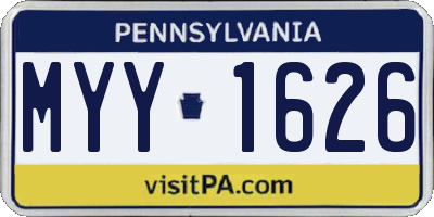 PA license plate MYY1626