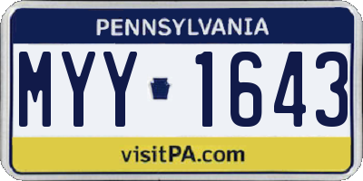 PA license plate MYY1643