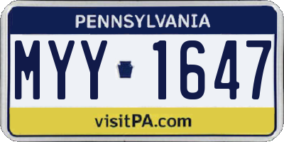 PA license plate MYY1647