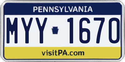 PA license plate MYY1670