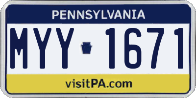PA license plate MYY1671