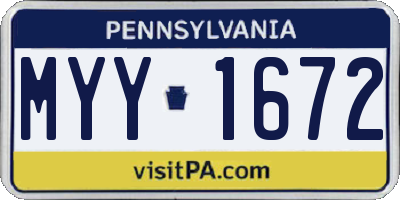 PA license plate MYY1672