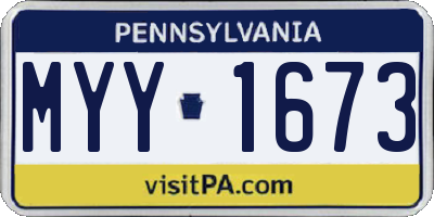 PA license plate MYY1673