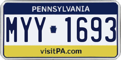 PA license plate MYY1693