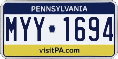 PA license plate MYY1694
