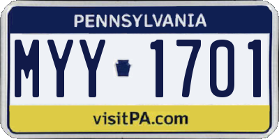 PA license plate MYY1701