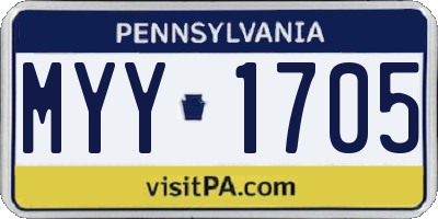 PA license plate MYY1705