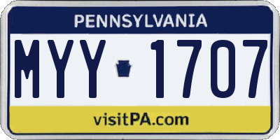 PA license plate MYY1707