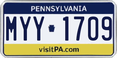 PA license plate MYY1709