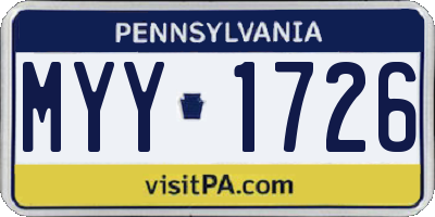 PA license plate MYY1726