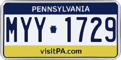 PA license plate MYY1729