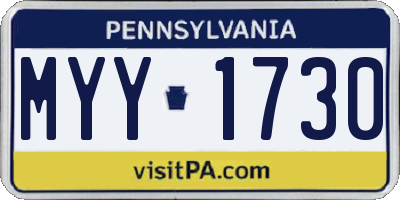 PA license plate MYY1730