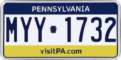 PA license plate MYY1732