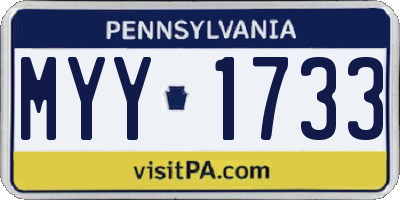 PA license plate MYY1733