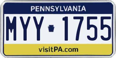 PA license plate MYY1755