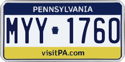 PA license plate MYY1760