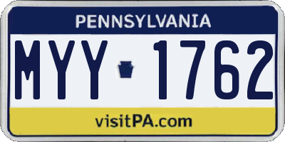 PA license plate MYY1762