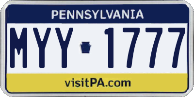 PA license plate MYY1777